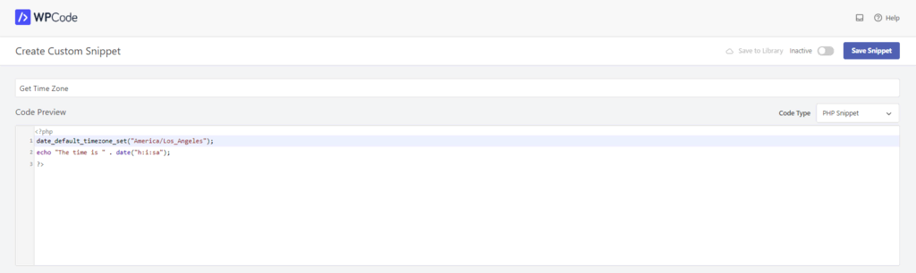 Add PHP Code in WP Code Snippet Plugin
