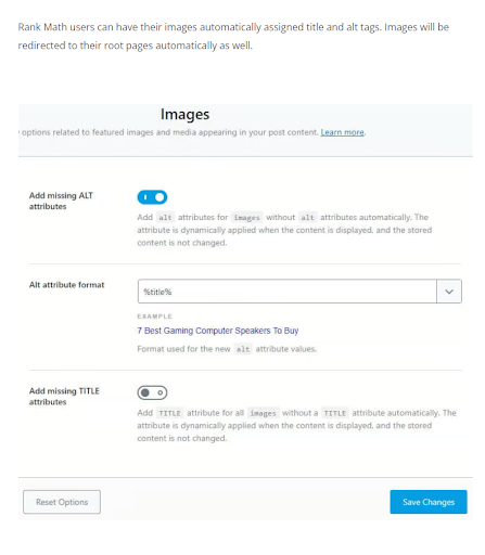 Image SEO Settings in Rank Math